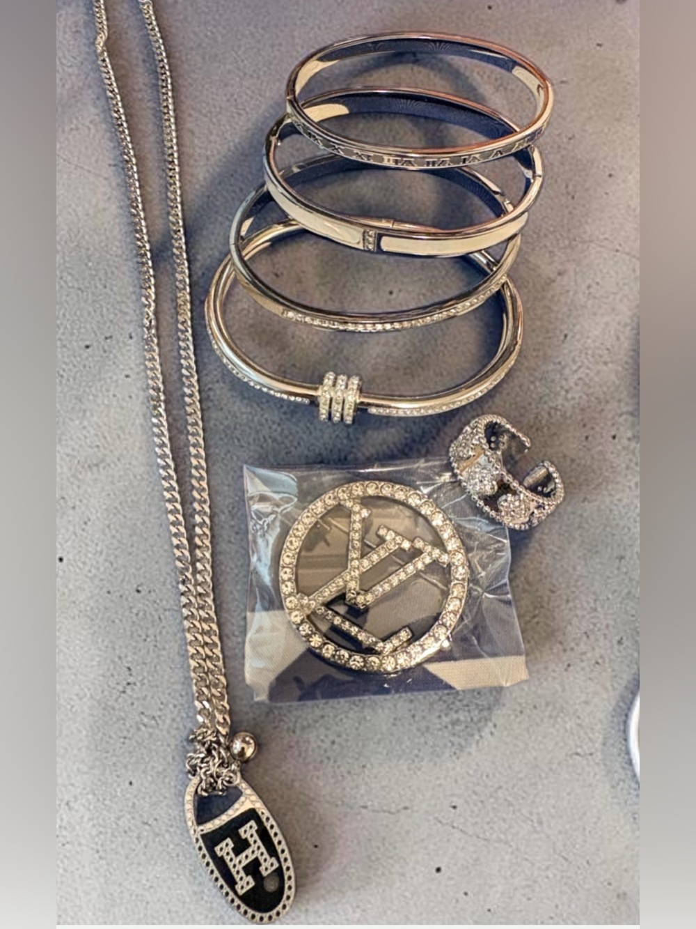 Assortment of Fun Jewelry Silver-Tone Crystal accents